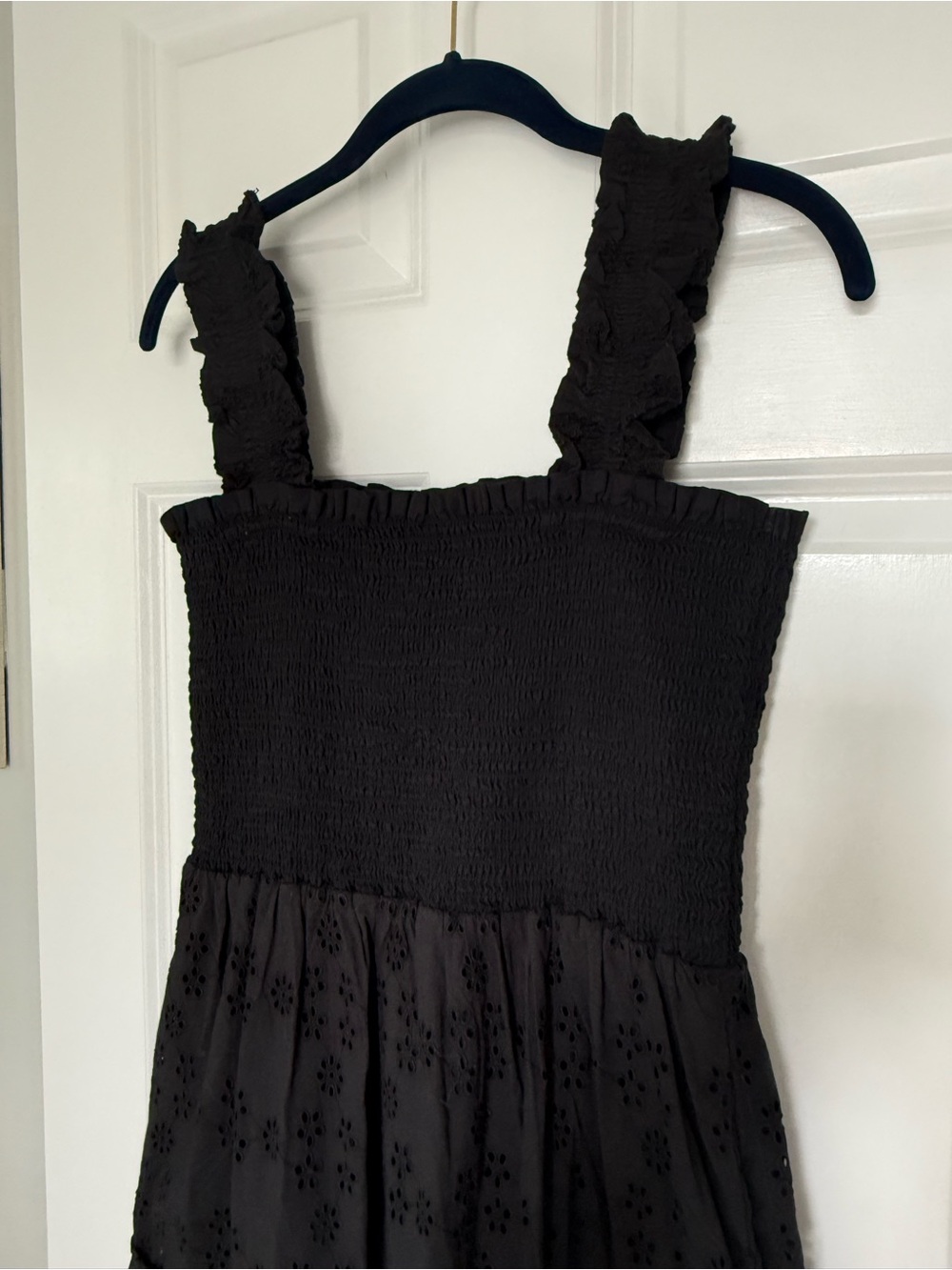 NWT Quince 100% Organic Cotton Eyelet Smocked Midi Dress - Picture 10 of 15